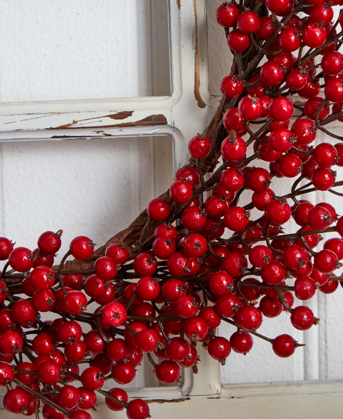 Nearly Natural 22" Berry Artificial Wreath In Red