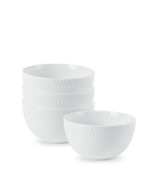 Fitz and Floyd Everyday Whiteware Beaded Soup Cereal Bowl - 4 Piece Set