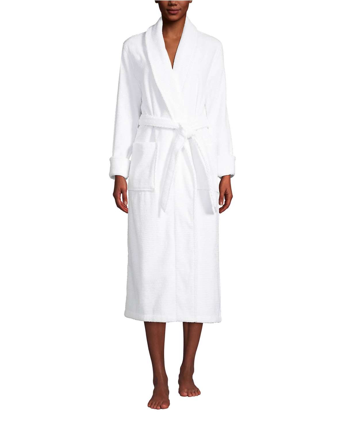Lands' End Petite Cotton Terry Long Spa Bath Robe
