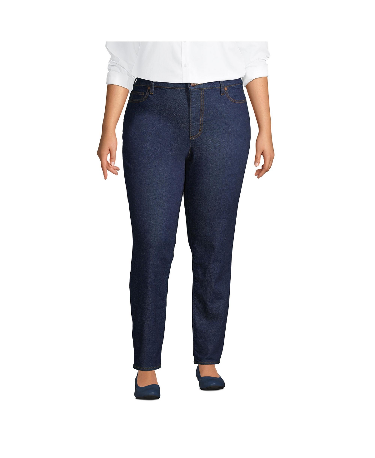 Plus Size Flannel Lined Skinny Jeans Women's Lands' End Plus