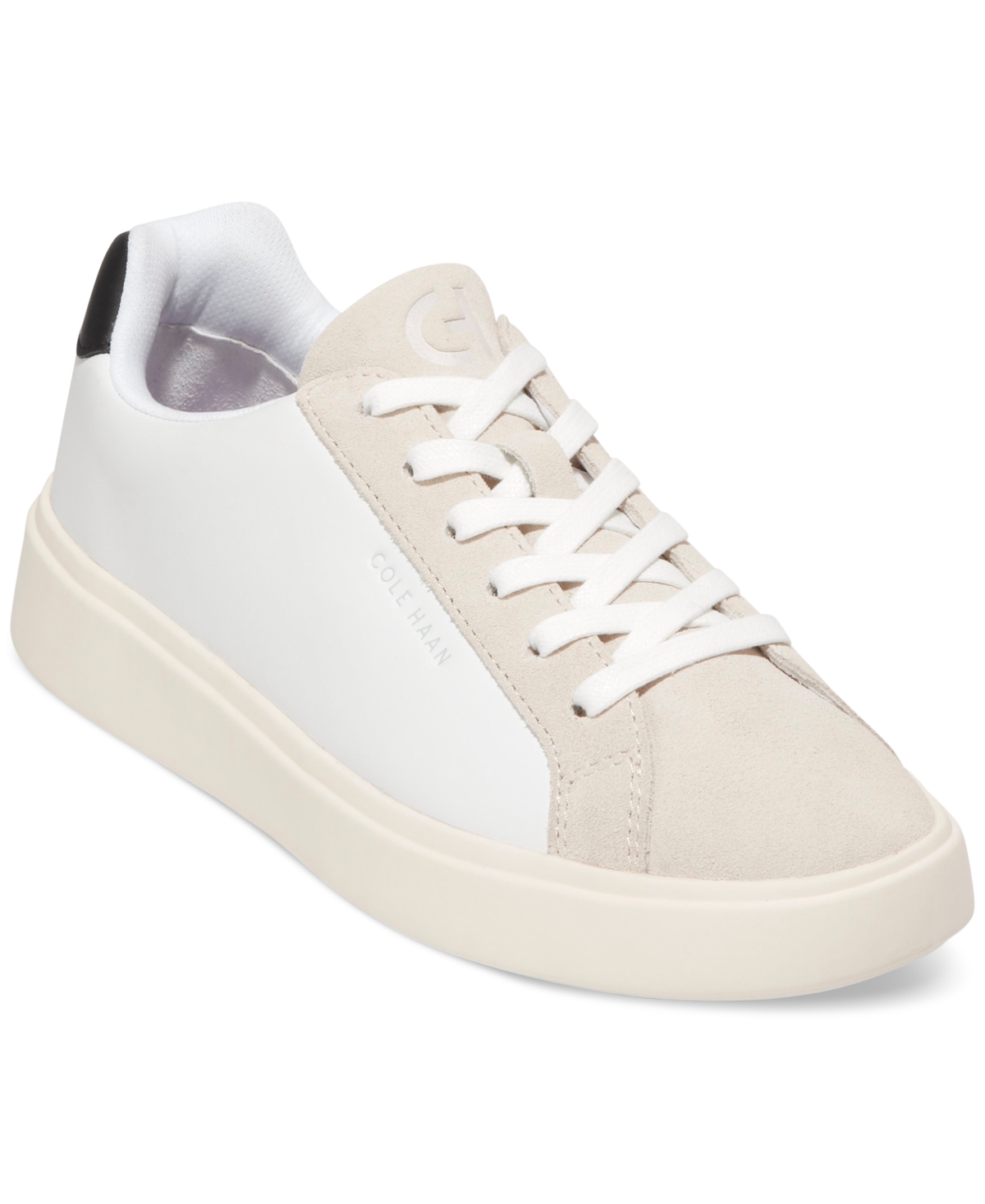 Shop Cole Haan Women's Grand Crosscourt Daily Lace-up Low-top Sneakers In White,argento
