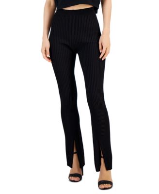 HUGO - Women's Ribbed Slit-Hem Pull-On Straight-Leg Pants