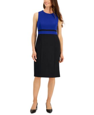 Kasper - Petite Colorblocked Sleeveless Sheath Dress