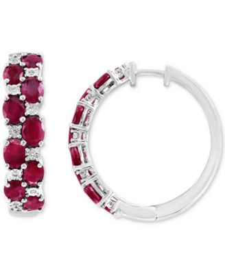 EFFY&reg; Emerald & Diamond Small Earrings in Sterling Silver (Also available in Ruby)