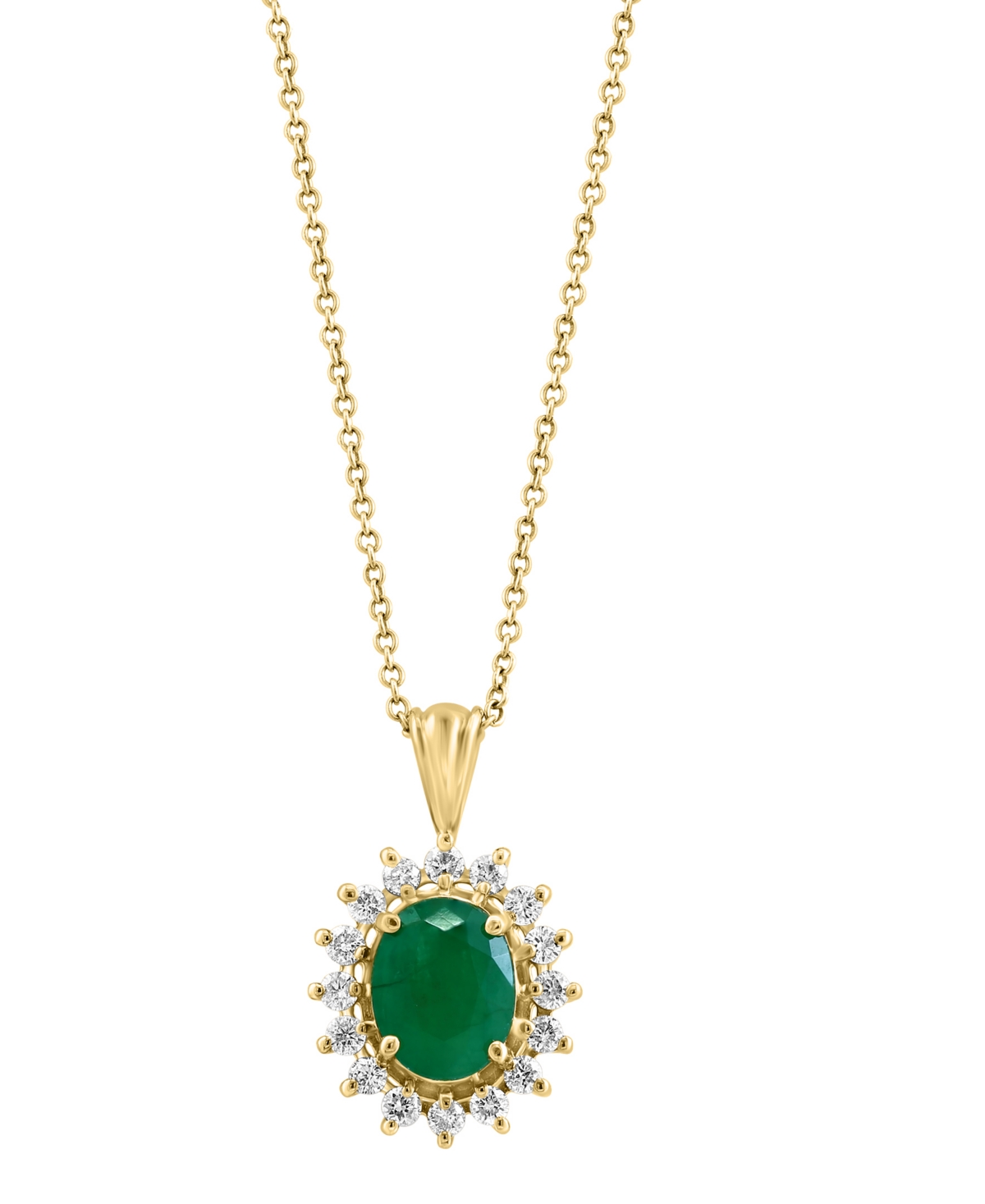 Effy Collection Royalty Inspired By Effy Sapphire (1-9/10 Ct. T.w.) And Diamond (3/8 Ct. T.w.) Oval Pendant In 14k W In Emerald
