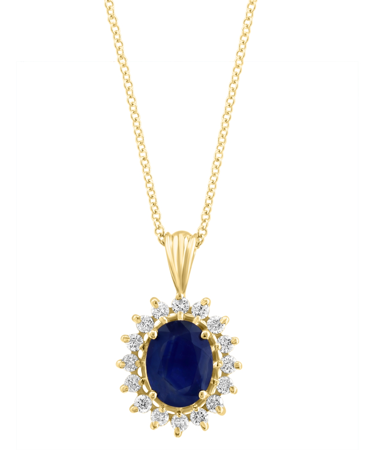 Royalty Inspired by Effy Sapphire (1-9/10 ct. t.w.) and Diamond (3/8 ct. t.w.) Oval Pendant in 14k White Gold and 14k Yellow Gold, Created for Macy's