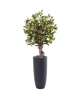 Nearly Natural - 3.5' Olive Artificial Tree in Gray Cylinder Planter