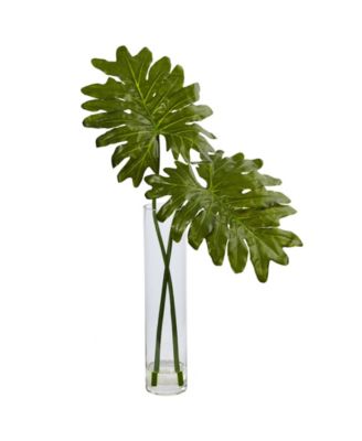 Nearly Natural - Selloum Artificial Plant in Glass Cylinder Vase