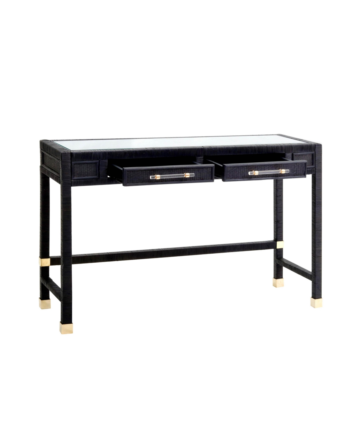 Tov Furniture Amara Rattan Desk In Charcoal