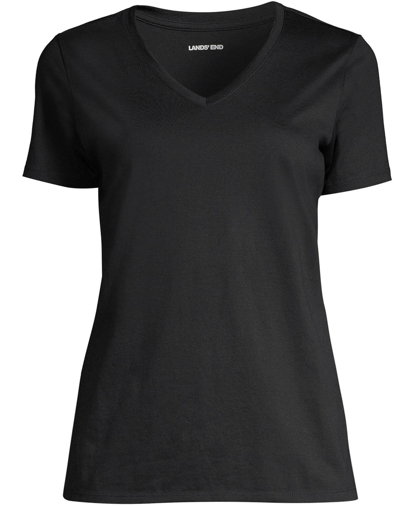 Женская футболка Lands' End Plus Size Supima Cotton V-neck, цвет: Чёрный — фото 2