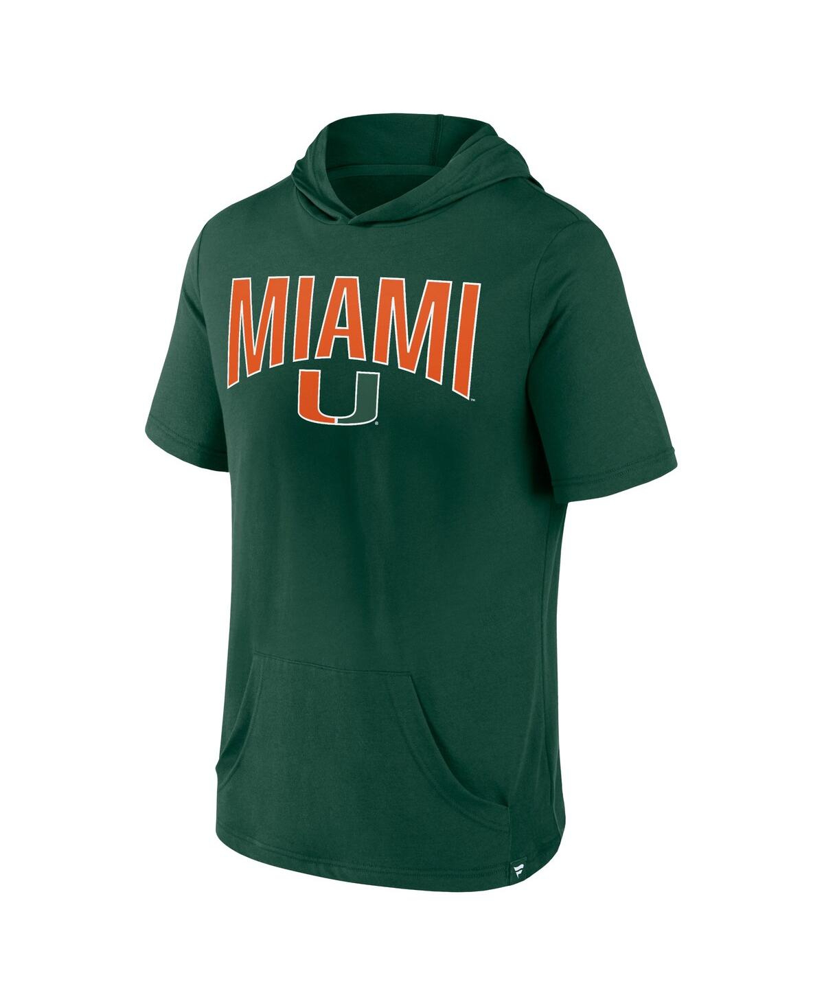 Shop Fanatics Men's  Green Miami Hurricanes Outline Lower Arch Hoodie T-shirt