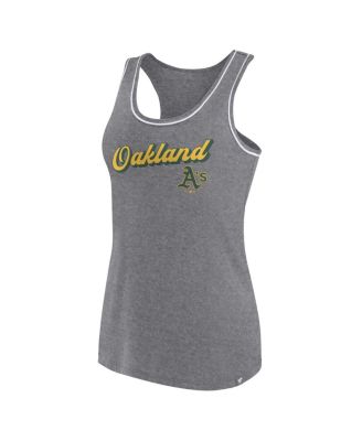 Women's Heather Gray Oakland Athletics Wordmark Logo Racerback Tank Top
