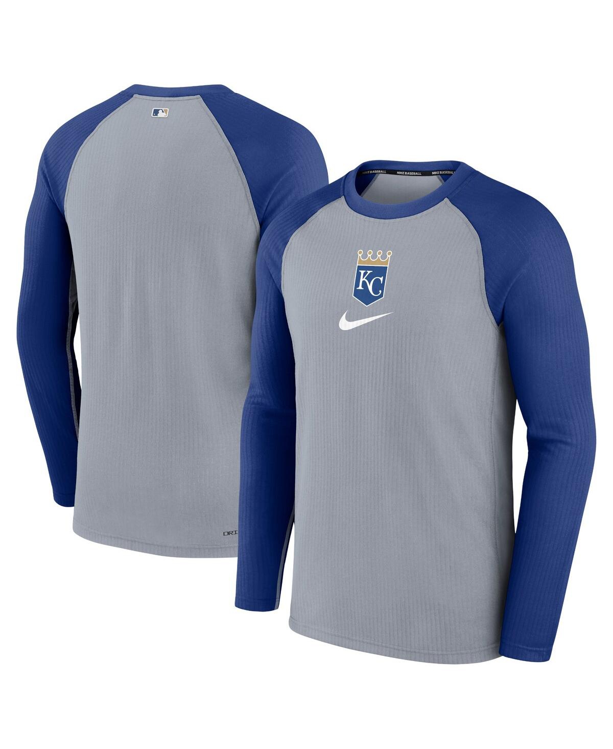 Shop Nike Men's  Gray Kansas City Royals Authentic Collection Game Raglan Performance Long Sleeve T-shirt