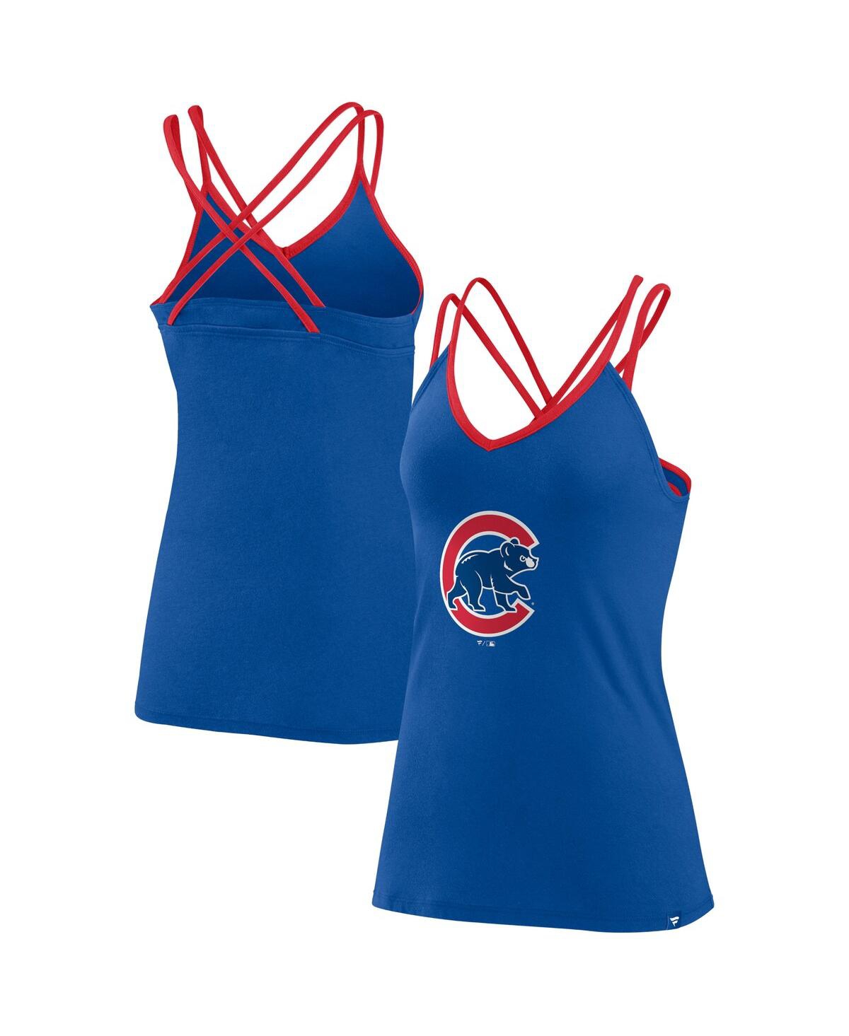 Fanatics Branded Royal Chicago Cubs Barrel It Up Cross Back V-neck Tank Top In Royal