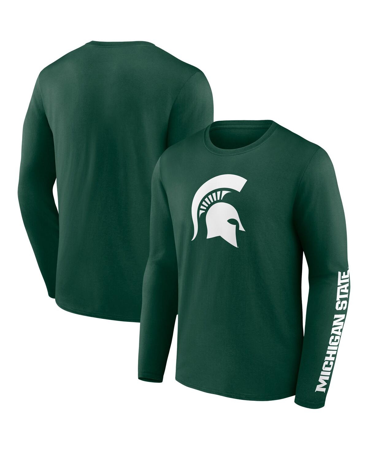 Fanatics Men's  Green Michigan State Spartans Double Time 2-hit Long Sleeve T-shirt