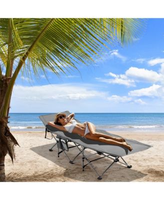 Folding Retractable Travel Camping Cot w/Removable Mattress & Carry Bag