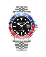 Stuhrling Men's Aquadiver Silver-tone Stainless Steel , Black Dial , 42mm Round Watch - Silver-tone