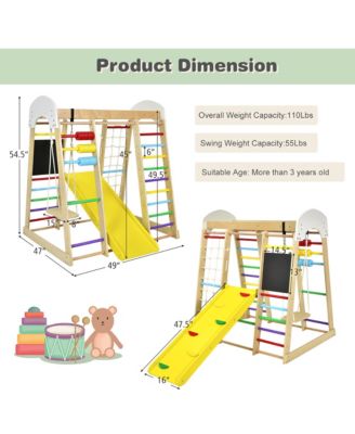 Indoor Playground Climbing Gym Kids Wooden 8 in 1 Climber Playset for Children