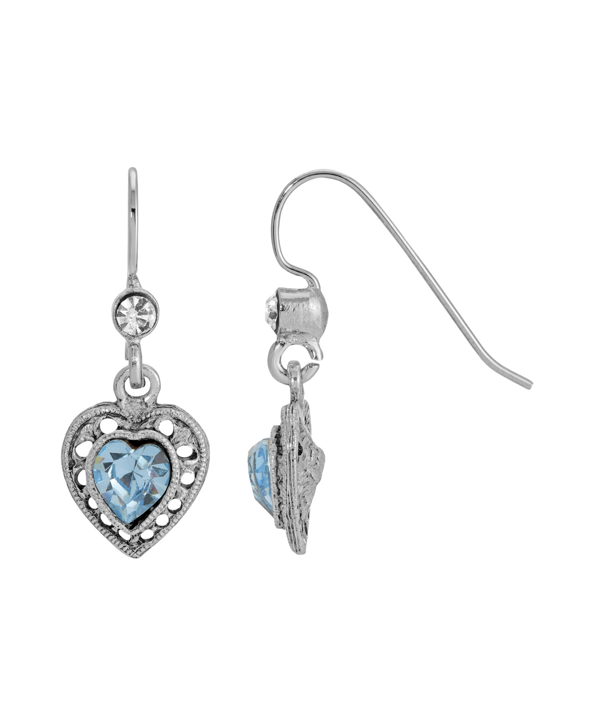 2028 Crystal Heart Drop Earrings In Blue