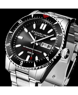 Men s Aquadiver 44mm Swiss Automatic Diver Watch, Black Dial, Rotating Bezel, Stainless Steel, 200M Water Resistant