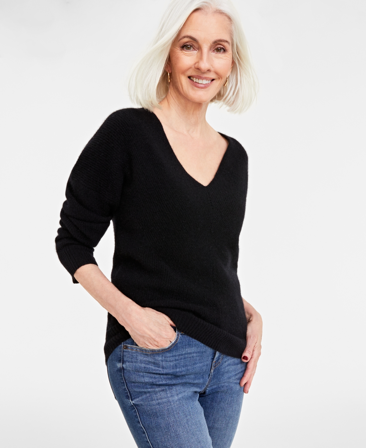 Macy's black sales cashmere sweater