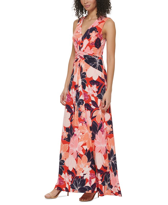 Jessica Howard Petite Floral-Print Ruched Maxi Dress - Macy's
