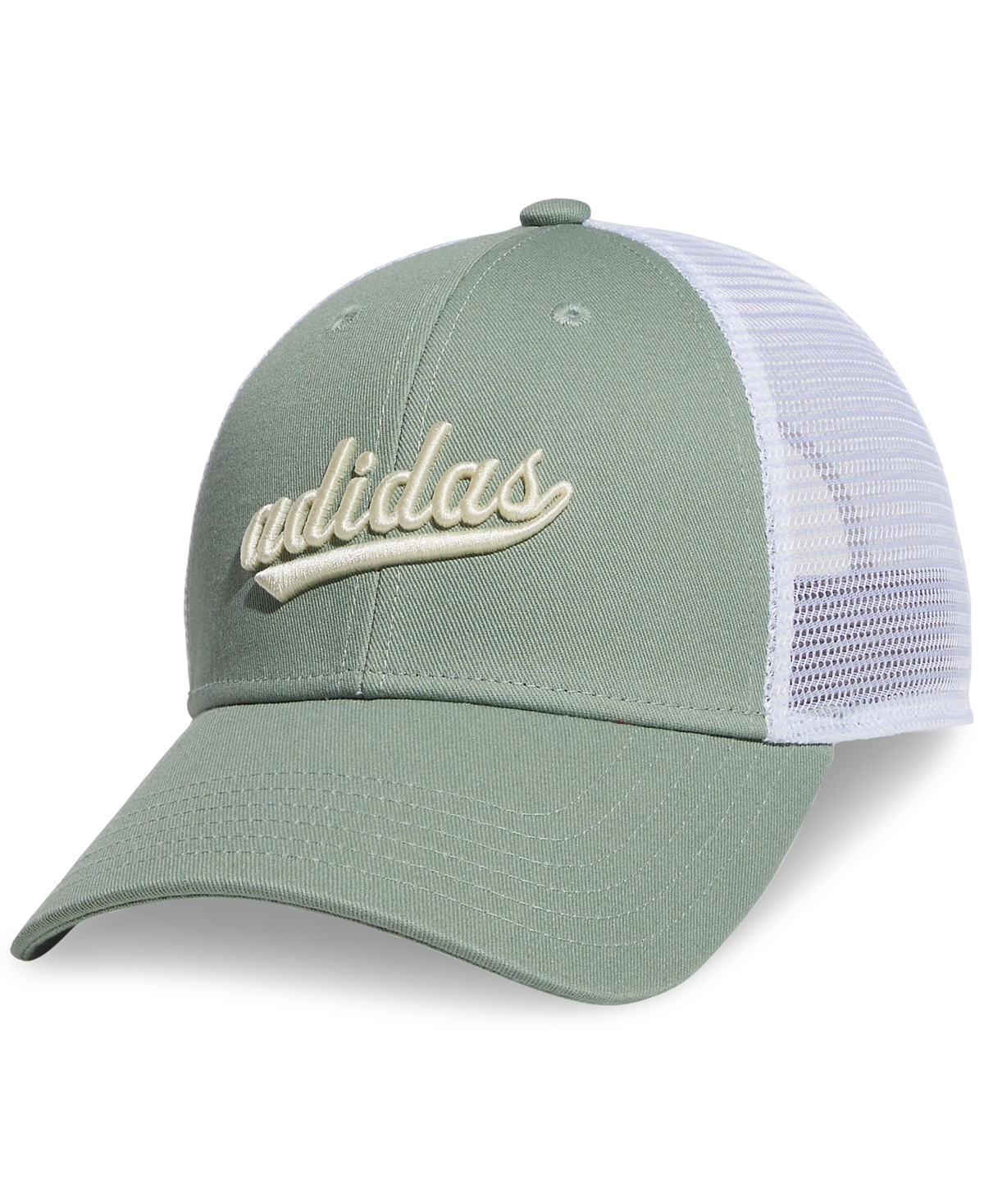 Shop Adidas Originals Women's Embroidered Logo Mesh Trucker Hat In White,grey