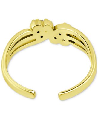 Cubic Zirconia Double Heart Toe Ring, Created for Macy's