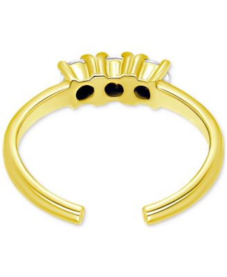 Cubic Zirconia Three Stone Toe Ring in 18k Gold-Plated Sterling Silver, Created for Macy's