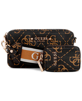 GUESS Rea Mini Monogram Camera Crossbody with Removable Pouch - Macy's