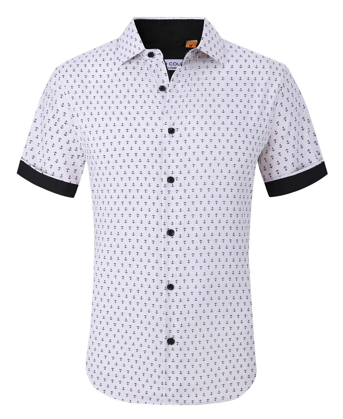 Suslo Couture Men's Slim-fit Geo-print Performance Shirt In White Flowers