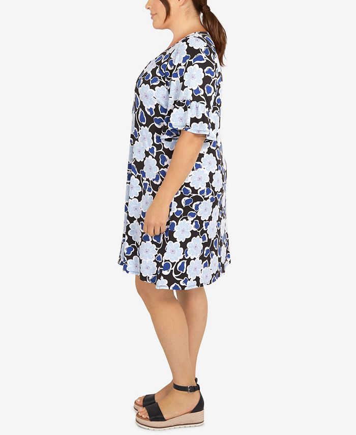 RUBY RD. Women's Daisy Daze Puff Sleeve Dress - Square Neck, Flutter Sleeve, Daisy Print Midi Dress - View #8