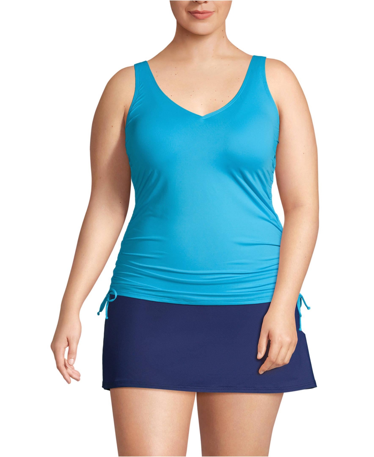 Lands' End Plus Size Adjustable V-neck Underwire Tankini Swimsuit Top