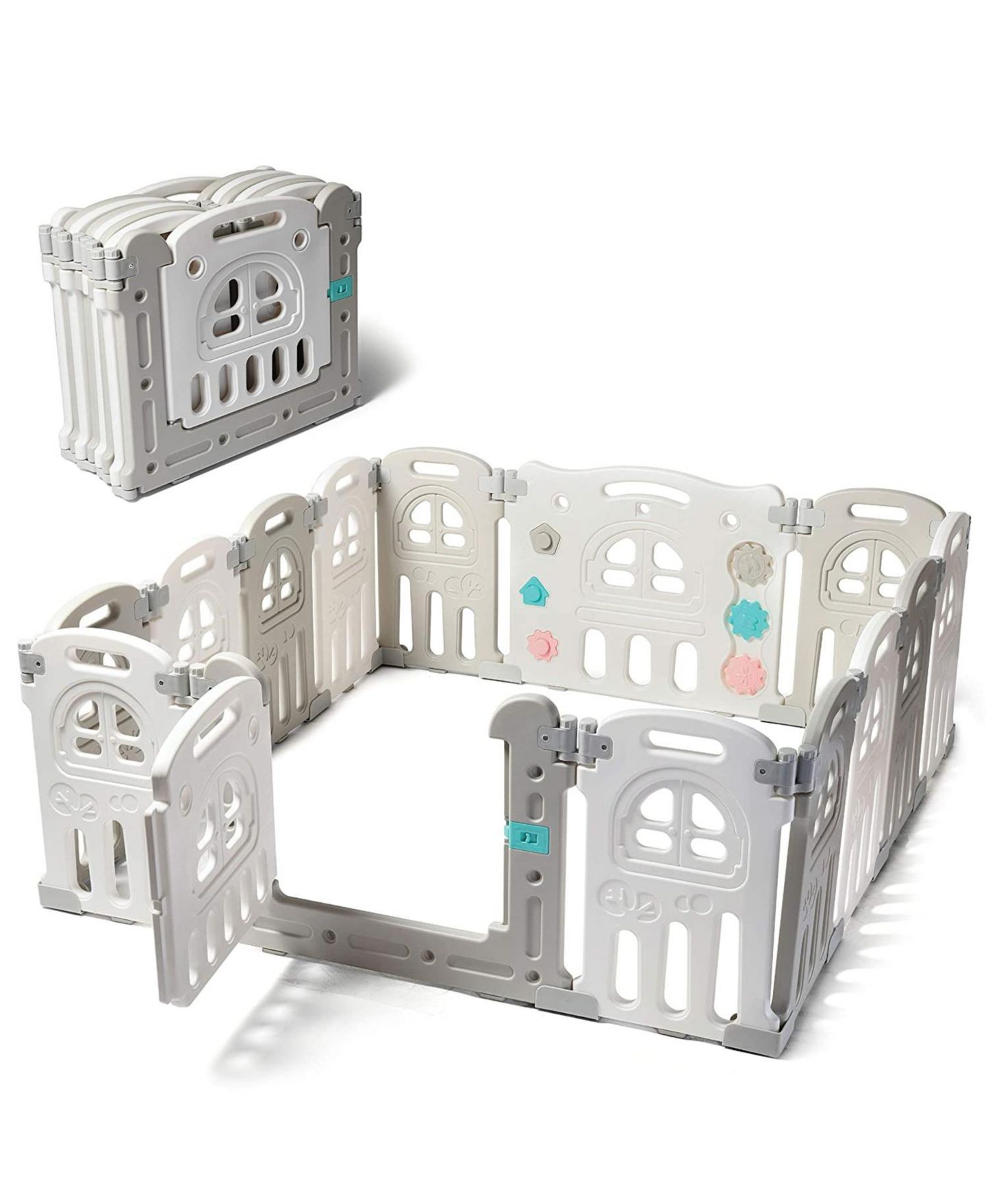 Детские фигурки Play22usa Foldable Baby Playpen 14 Panel - Kids Safety Activity Play Center — фото 1