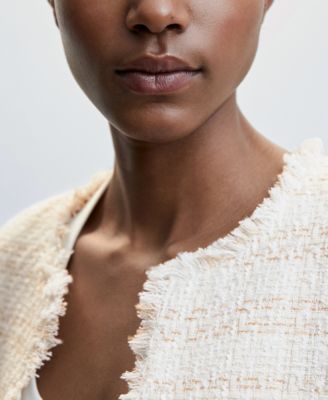 MANGO Women's Ruffled Cuffs Tweed Jacket