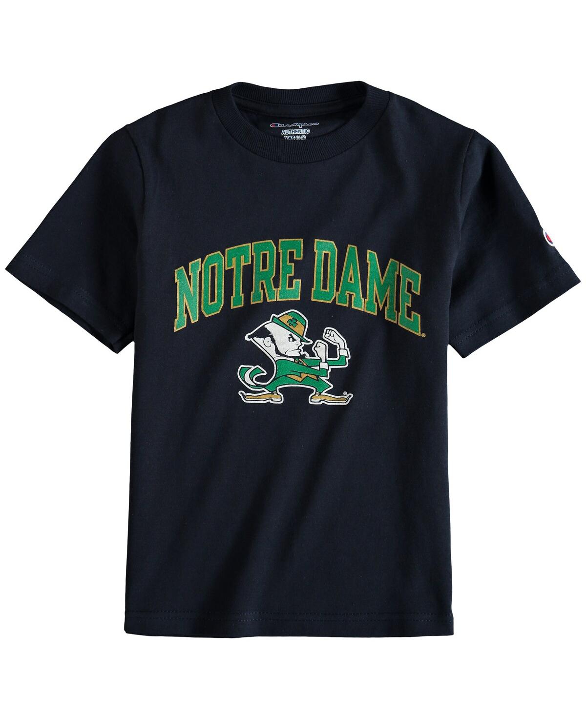 Champion Kids' Big Boys And Girls  Navy Notre Dame Fighting Irish Arch Logo 2 T-shirt