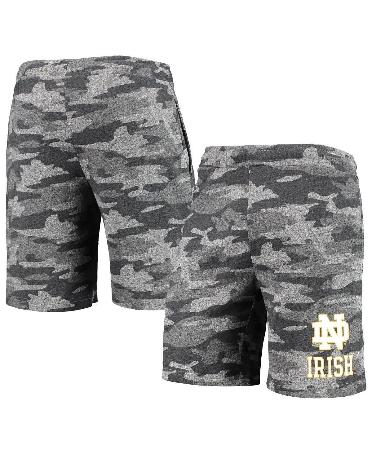 Concepts Sport Men's  Charcoal, Gray Notre Dame Fighting Irish Camo Backup Terry Jam Lounge Shorts In Charcoal,gray