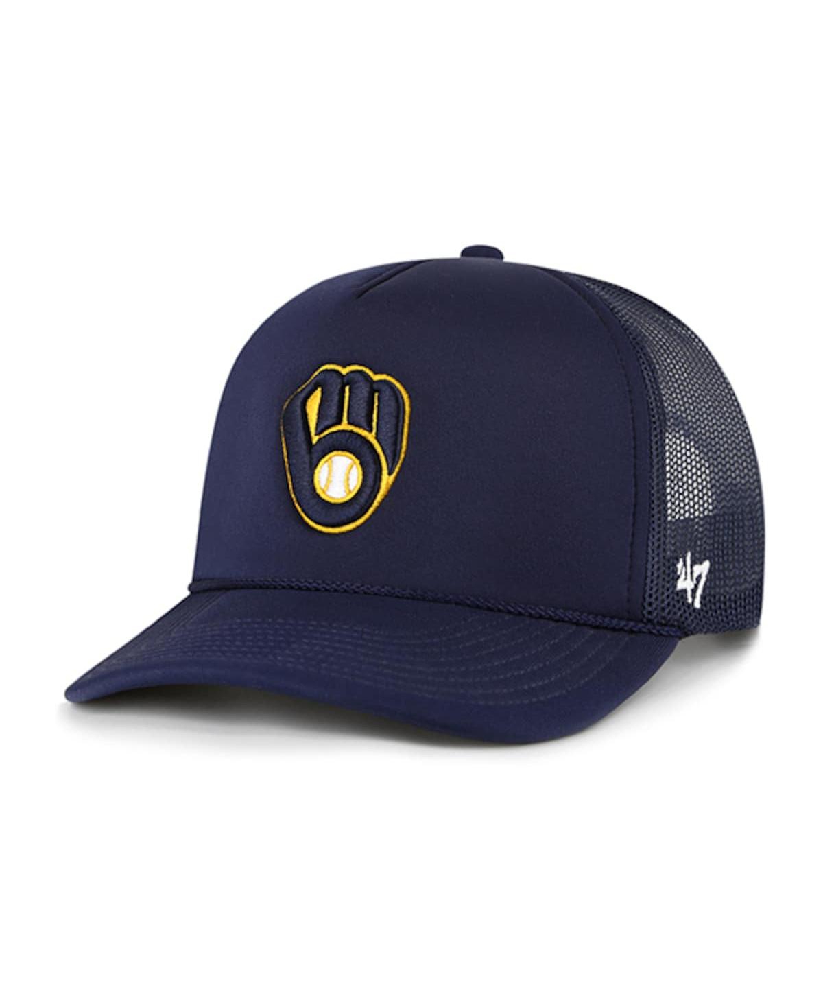 47 Brand Men's ' Navy Milwaukee Brewers Foamo Trucker Snapback Hat