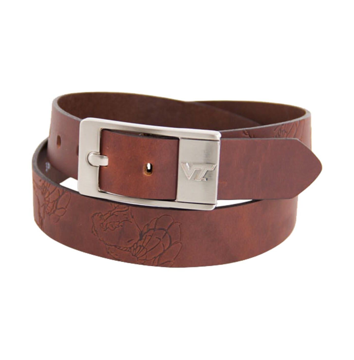 Мужской ремень Eagles Wings Virginia Tech Hokies Brandish Leather Belt - Brown — фото 1