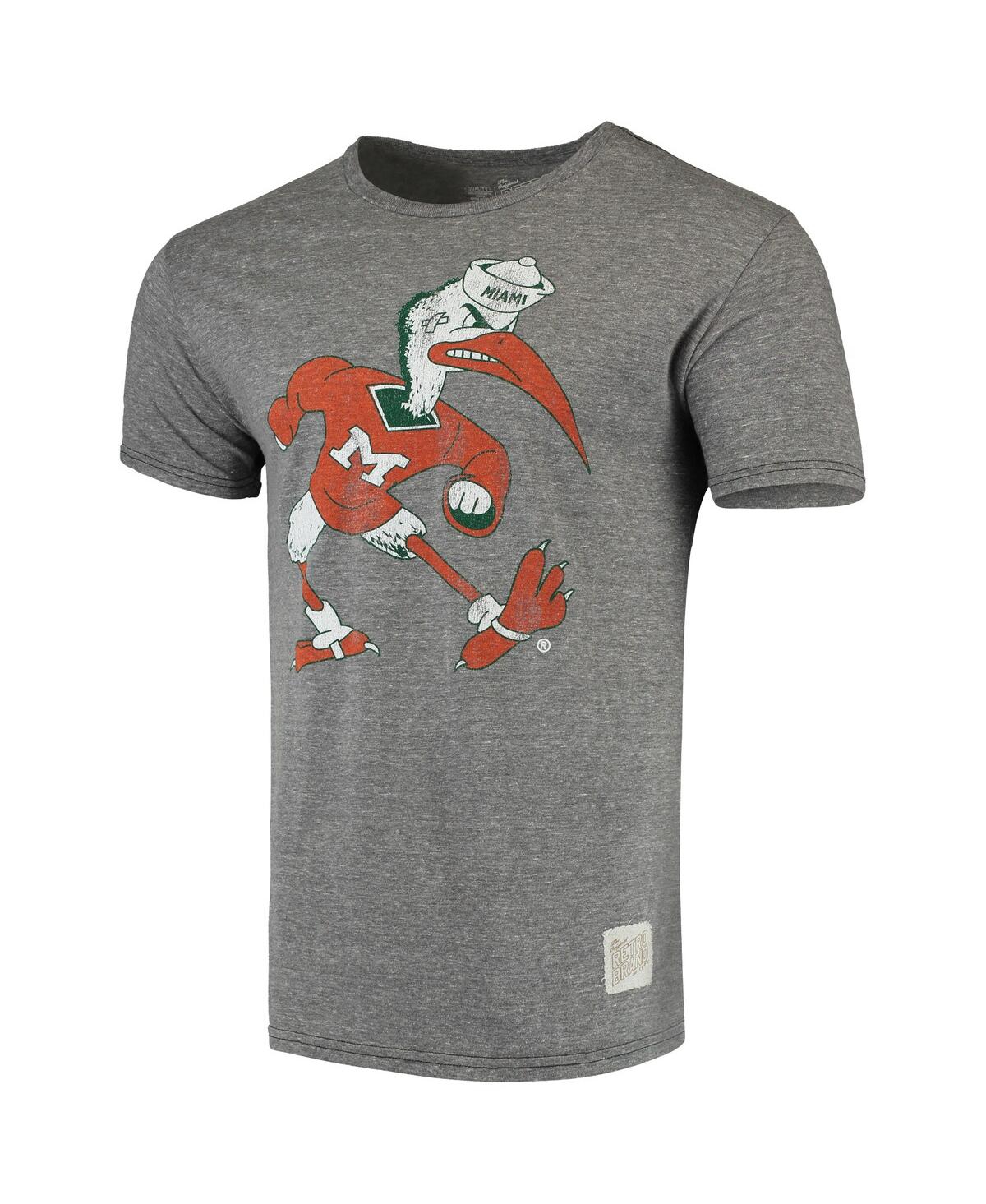 Shop Retro Brand Men's Original  Heathered Gray Miami Hurricanes Team Vintage-inspired Tri-blend T-shirt