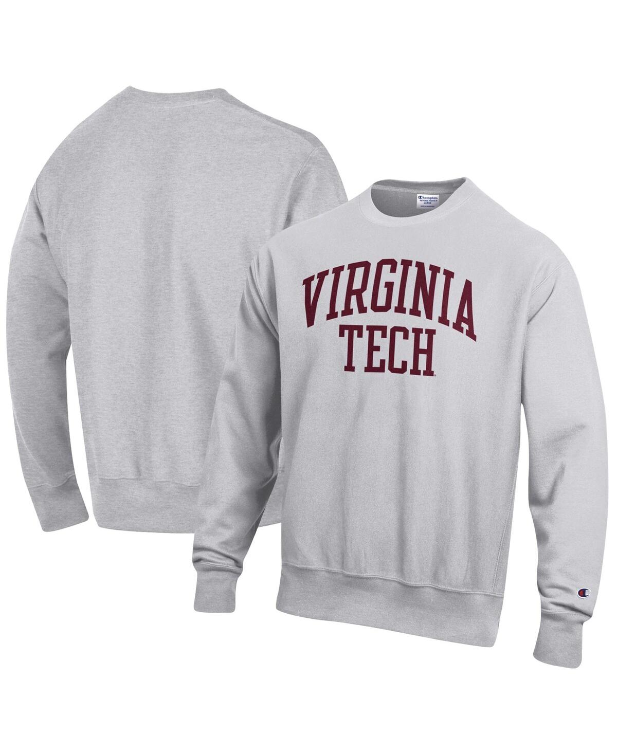 Shop Champion Men's  Heathered Gray Virginia Tech Hokies Arch Reverse Weave Pullover Sweatshirt