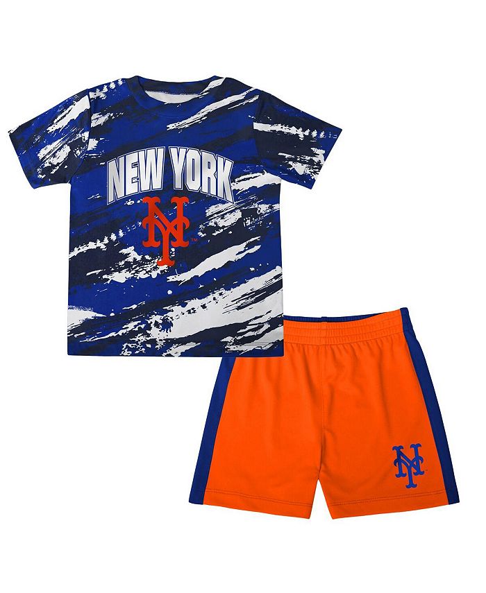 Outerstuff Infant Royal/Orange New York Mets Stealing Homebase 2.0 T-Shirt & Shorts Set