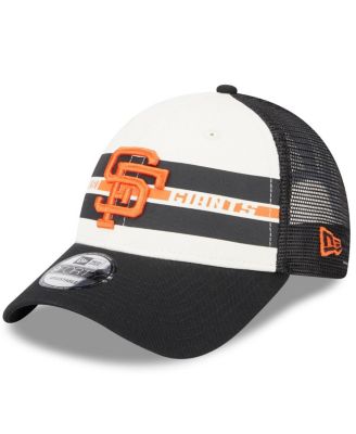 Men's White, Black San Francisco Giants Team Stripe Trucker 9FORTY Snapback Hat