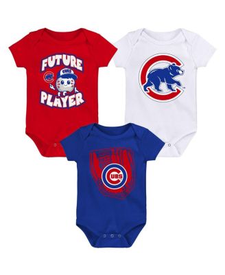 Newborn and Infant Boys and Girls Royal, Red, White Chicago Cubs Minor League Player Three-Pack Bodysuit Set
