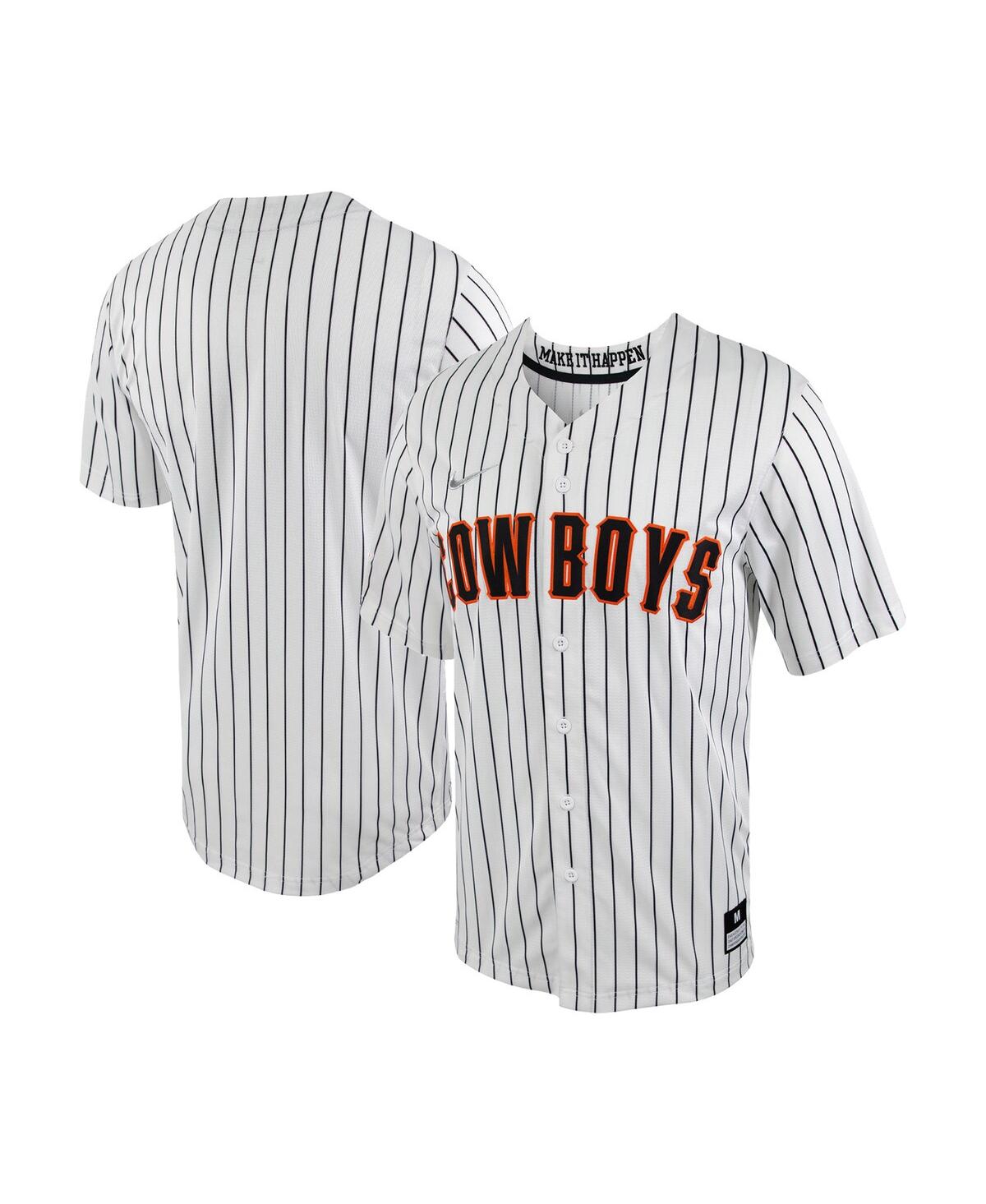 Men's Nike Black Oklahoma State Cowboys Pinstripe Replica Full-Button Baseball Jersey - Black