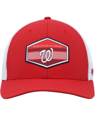 Men's Red, White Washington Nationals Burgess Trucker Snapback Hat