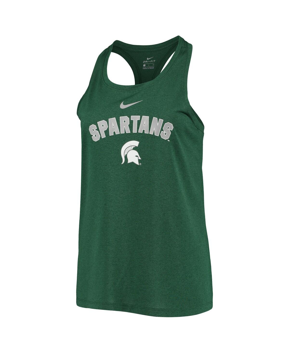 Shop Nike Women's  Green Michigan State Spartans Arch And Logo Classic Performance Tank Top