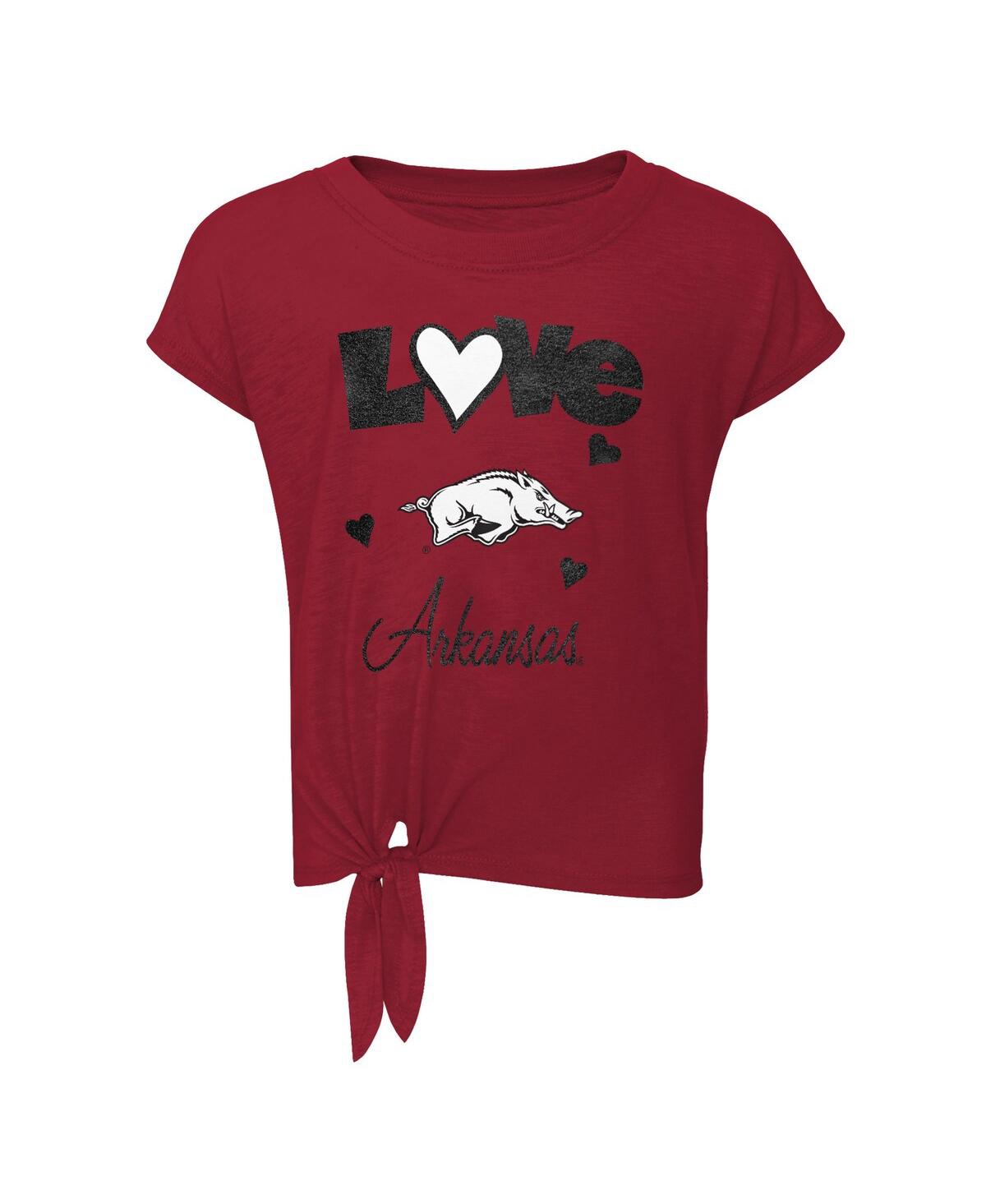 Shop Outerstuff Toddler Girls Cardinal, Black Arkansas Razorbacks Forever Love Team T-shirt And Leggings Set In Cardinal,black