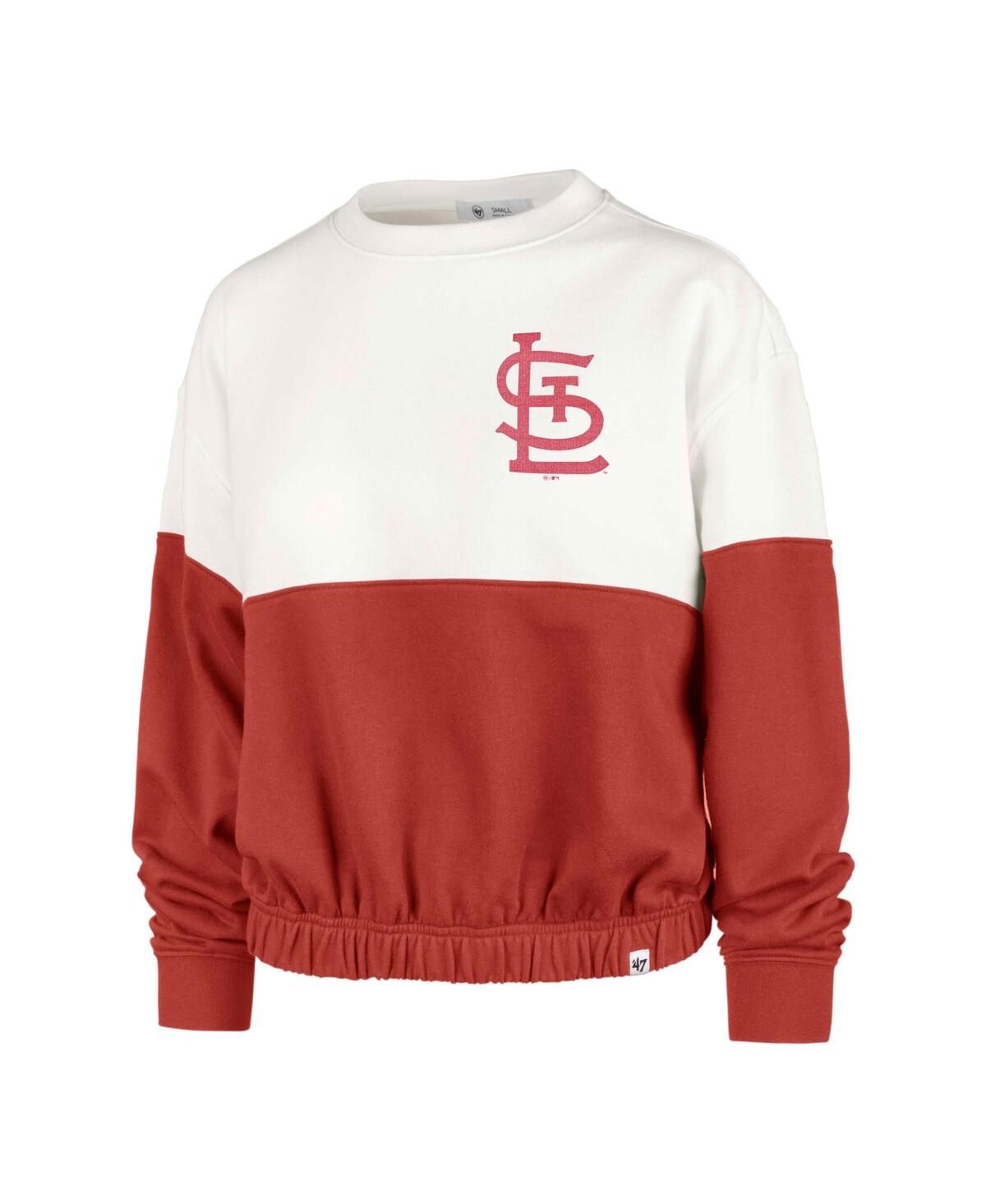 Shop 47 Brand Women's ' White, Red St. Louis Cardinals Take Two Bonita Pullover Sweatshirt In White,red