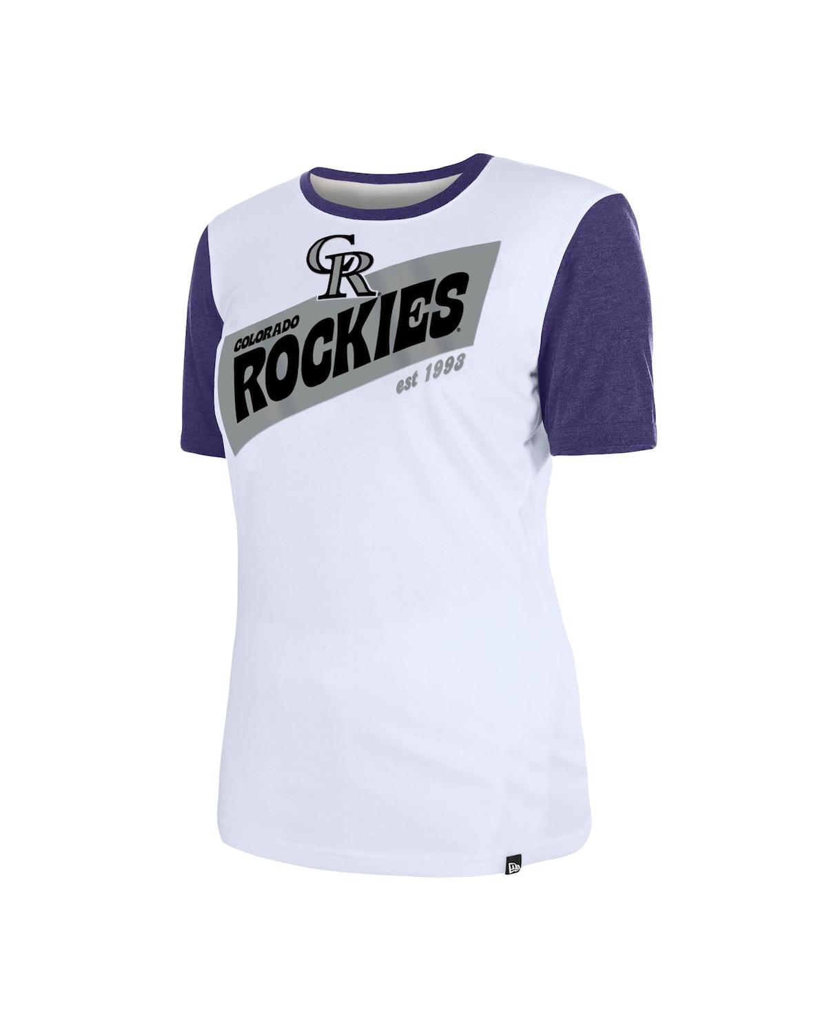 Shop New Era Women's  White Colorado Rockies Colorblock T-shirt